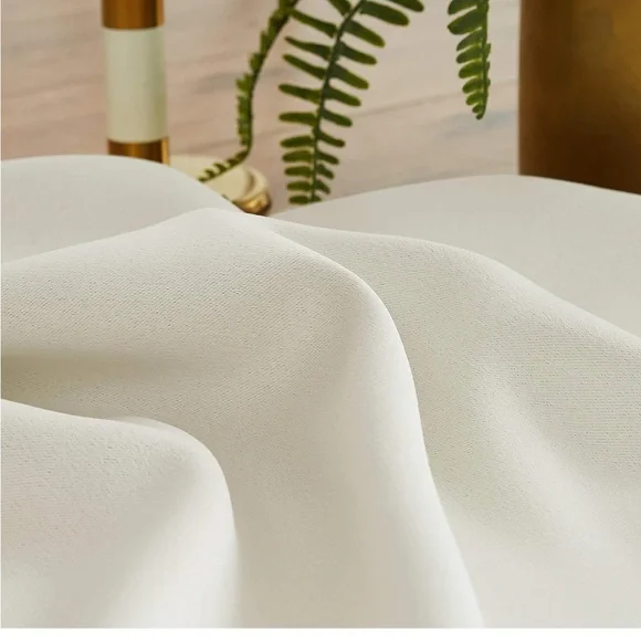 Elegant Cream Curtains with Pom-Pom Trim - Picture 7 of 8